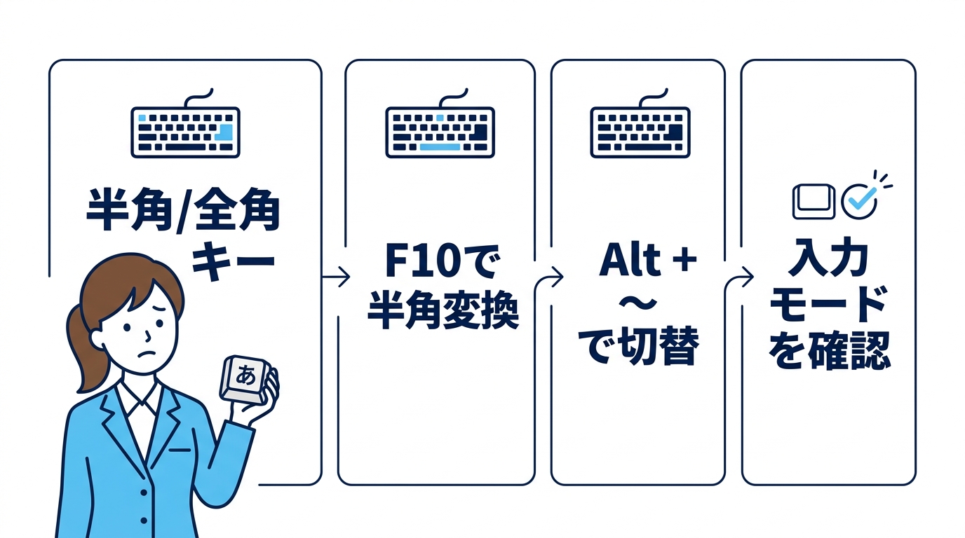 パソコンで文字が全角になる時の即効解決策