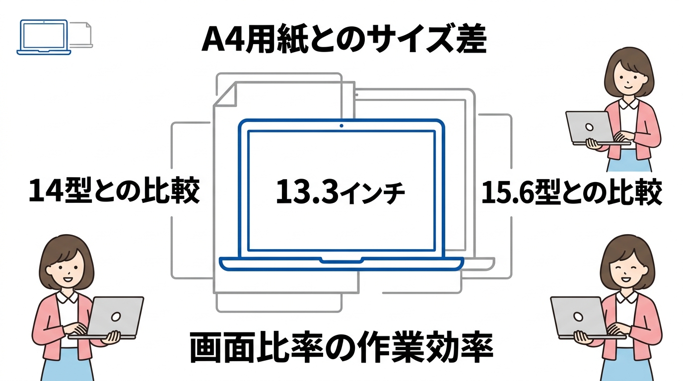 A4サイズや他インチ数との大きさを比較