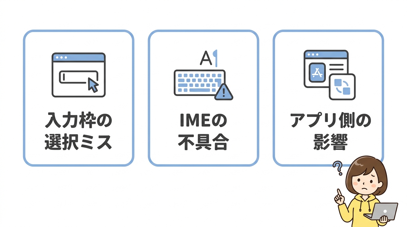 なぜ？パソコンの左上に文字が出る主な原因