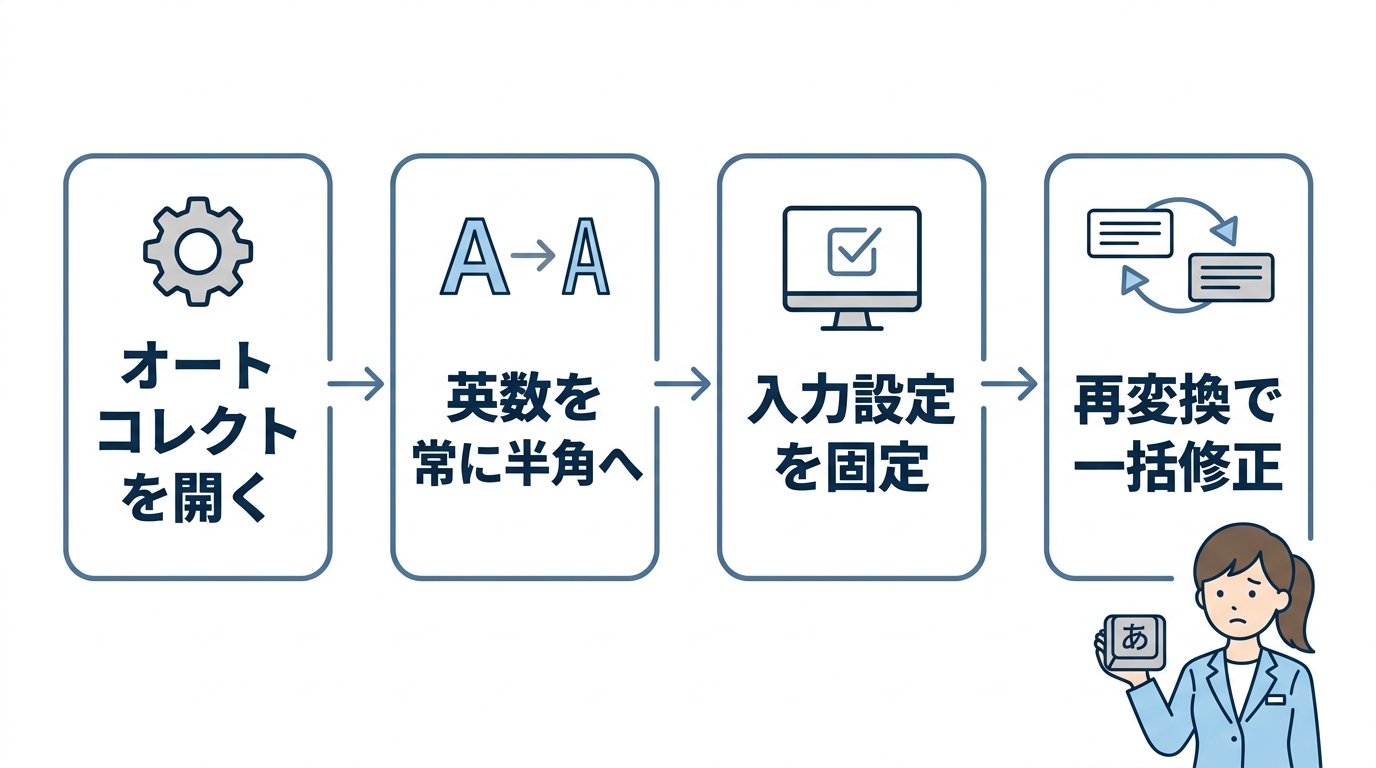 Microsoft IMEで全角英数を半角に固定する設定