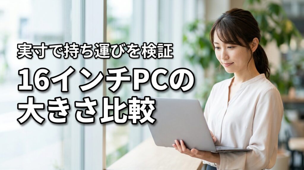 16インチパソコンの大きさってどのくらい？持ち運びできる？実寸で比較