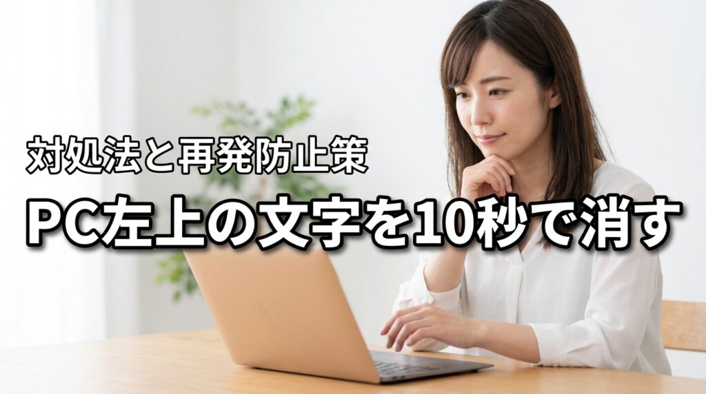 【10秒で解決】パソコンの左上に文字が出て直らない時の対処法と再発防止策