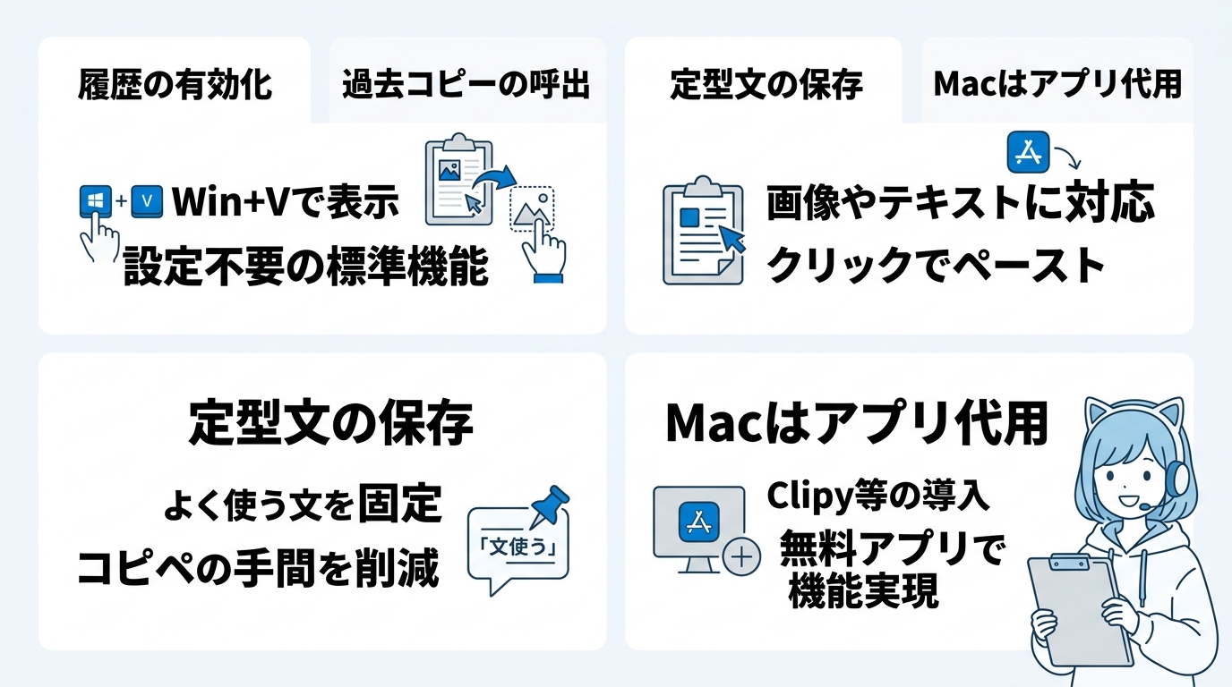 クリップボード履歴でペーストを効率化