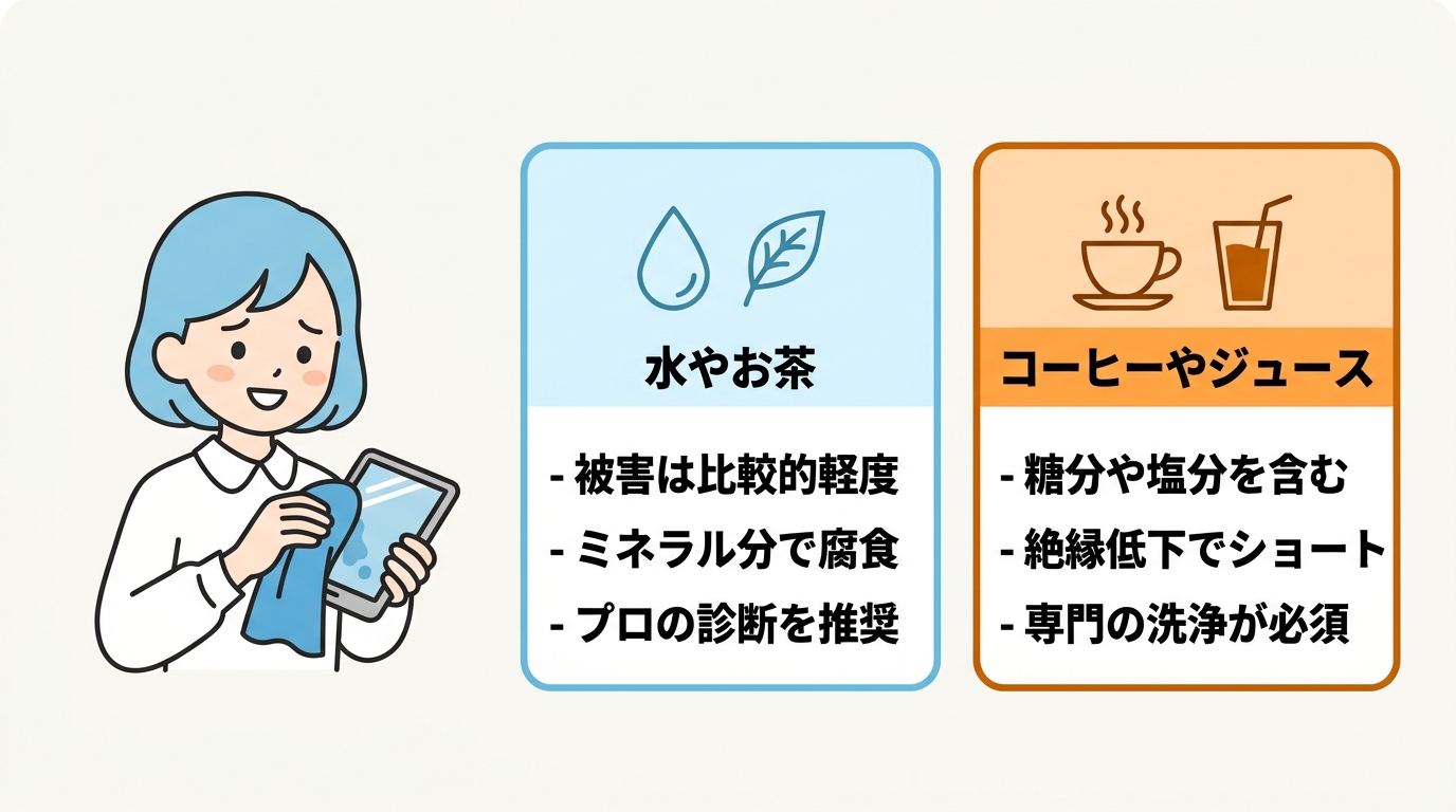 こぼした液体で生存率が変わる