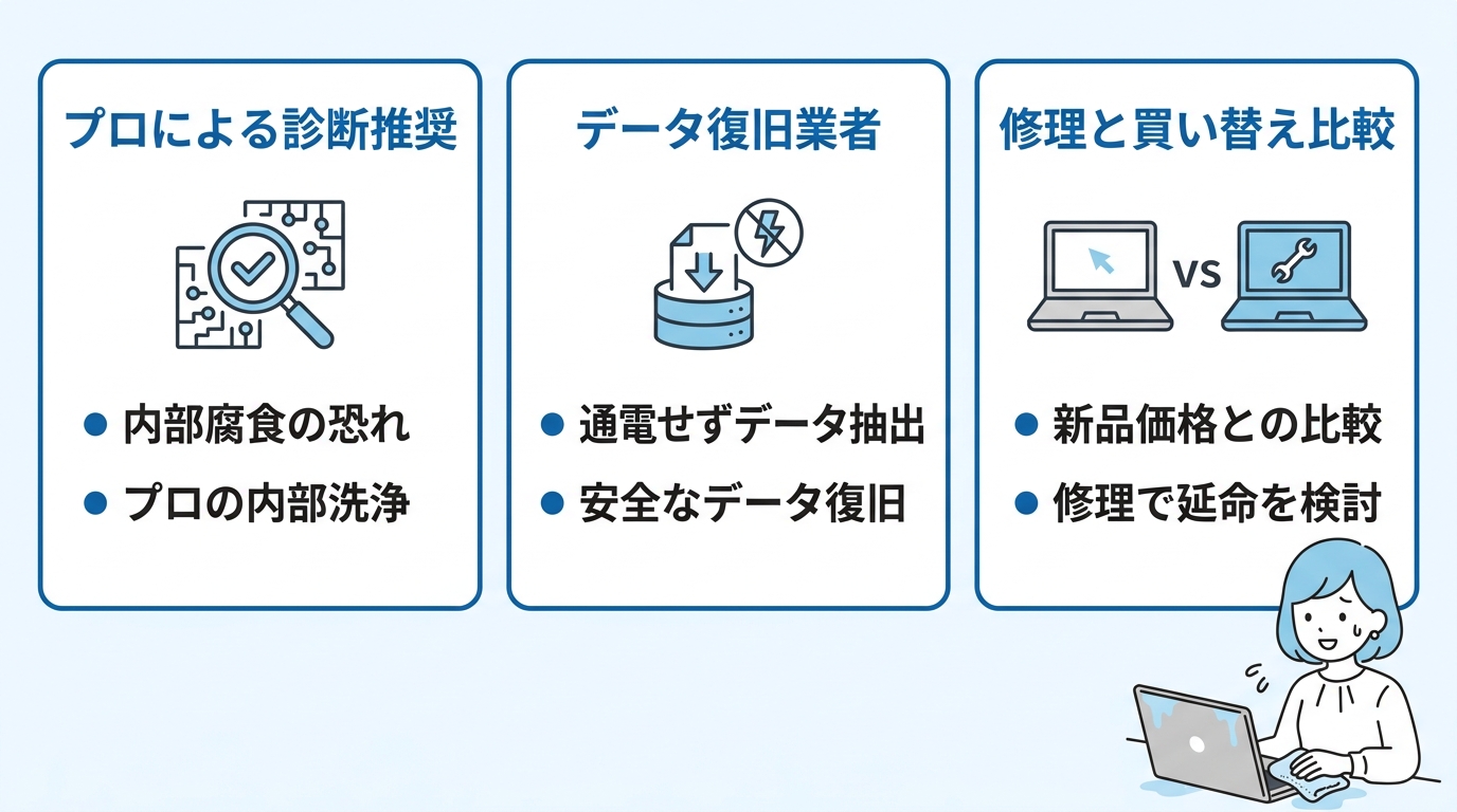 応急処置後の修理か買い替えの判断基準