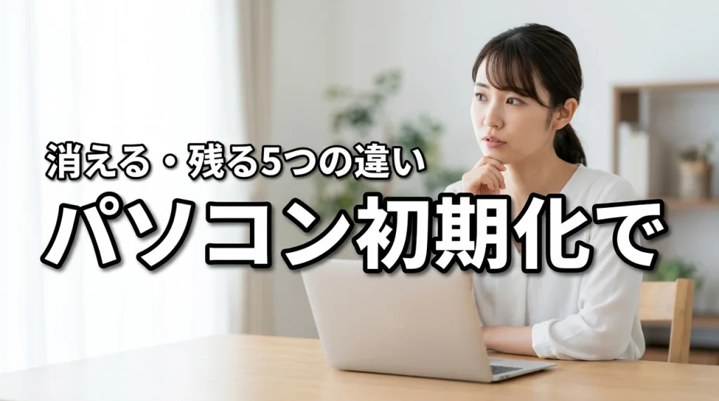 【一覧でわかる】パソコン初期化でどうなる？消えるもの残るもの5つの違い