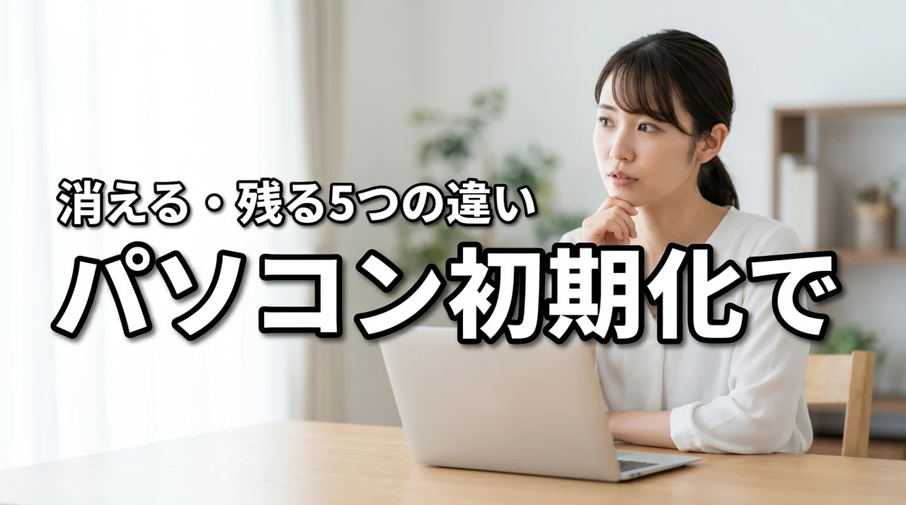 【一覧でわかる】パソコン初期化でどうなる?消えるもの残るもの5つの違い
