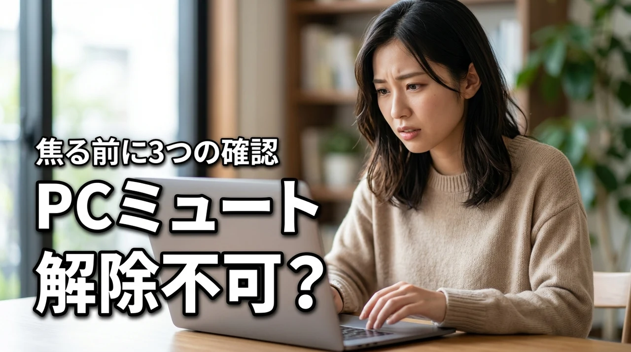 パソコンのミュート解除できない?焦る前に今すぐ試すべき3つの確認