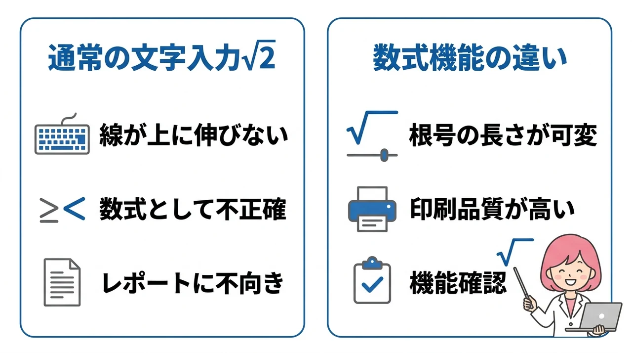 【要注意】テキストの「√」は数字の上に線が伸びない