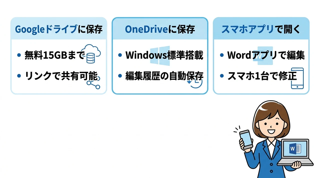 クラウドストレージで外出先でも編集する方法