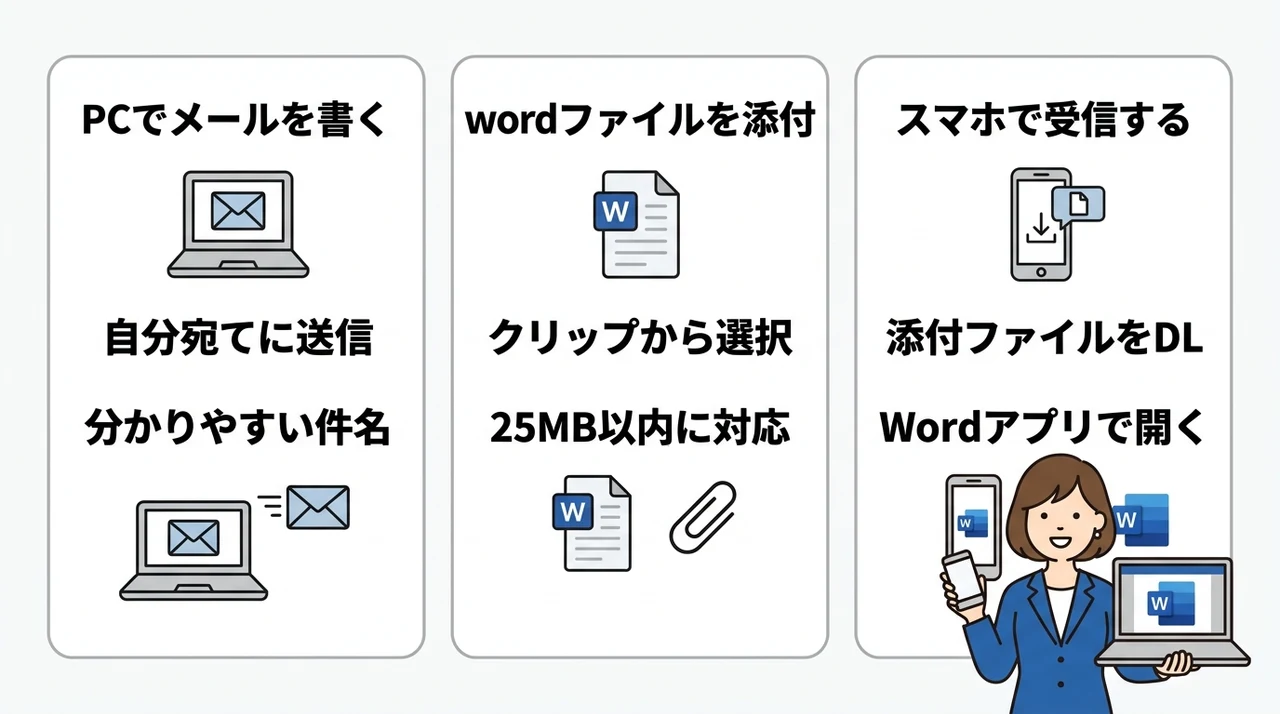 メール添付でwordをスマホに送るやり方