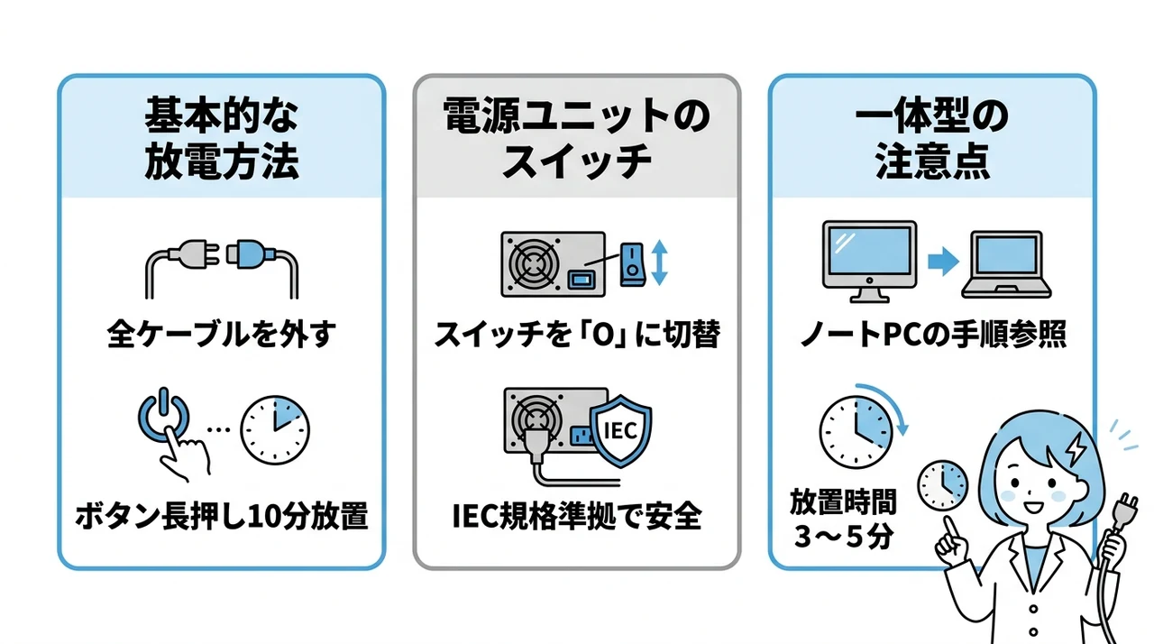 デスクトップパソコンの放電手順