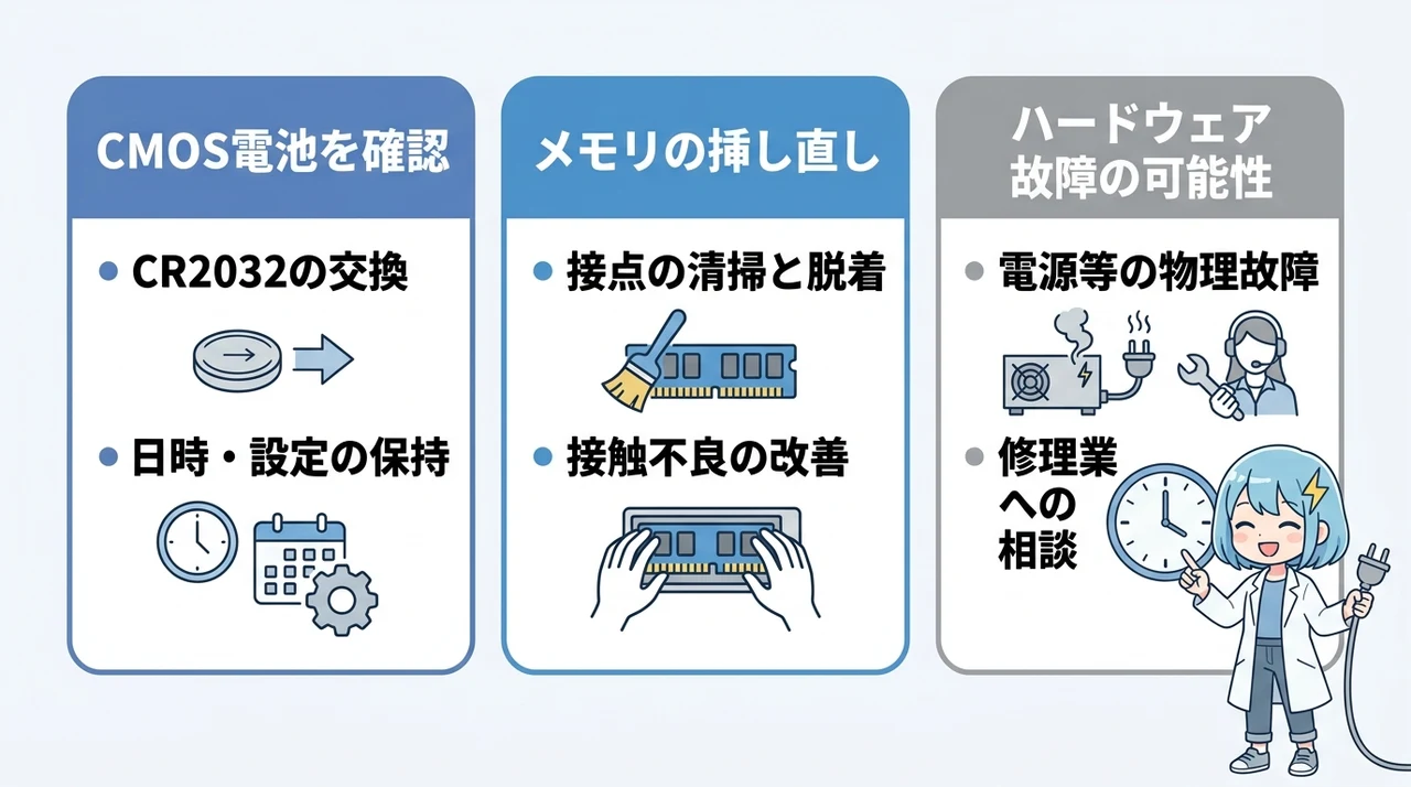 放電しても直らない場合の対処