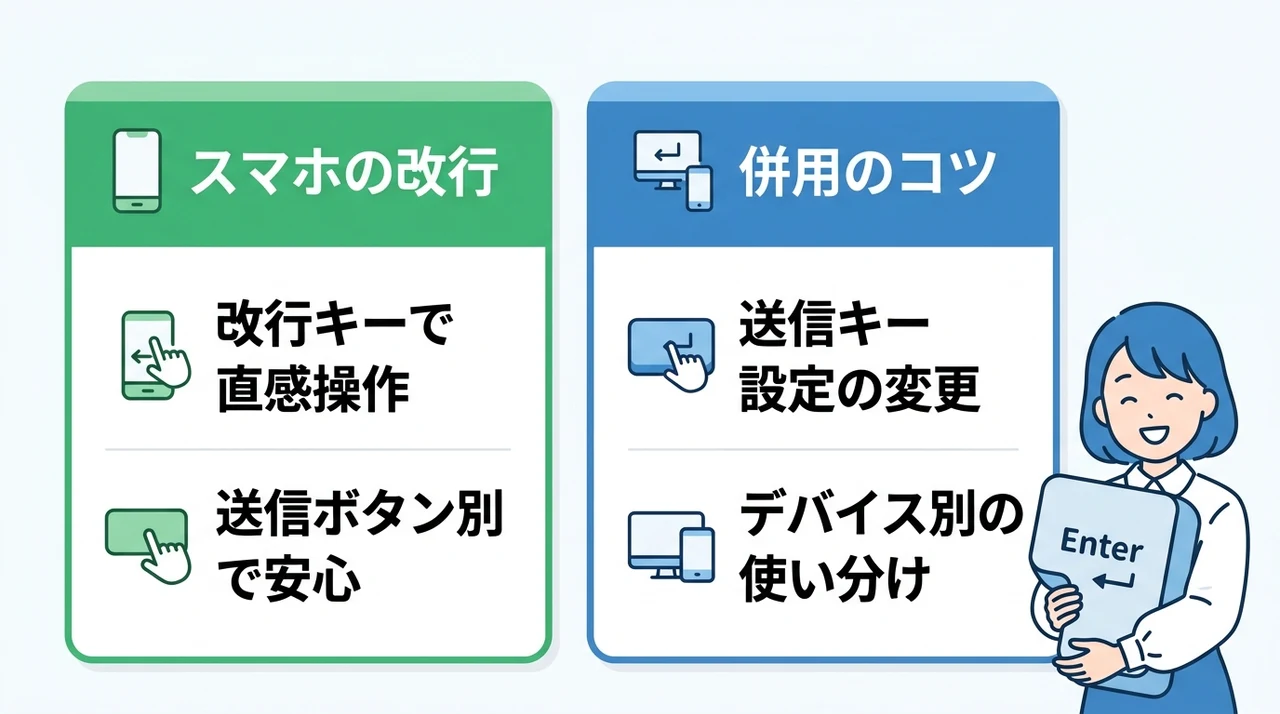スマホ版との改行操作の違い
