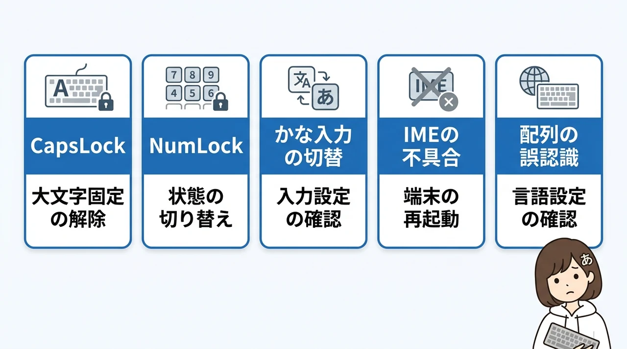 パソコンでひらがなにならない原因と対策