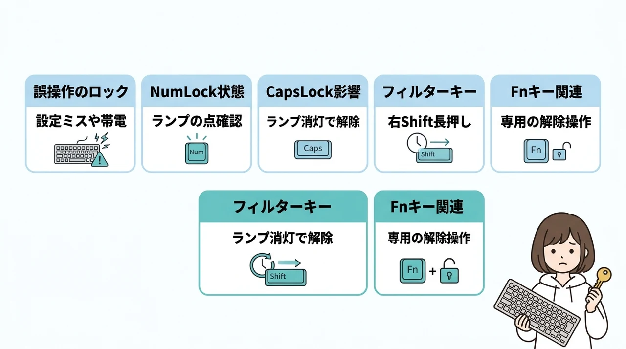 パソコンキーボードが反応しない時のロック解除