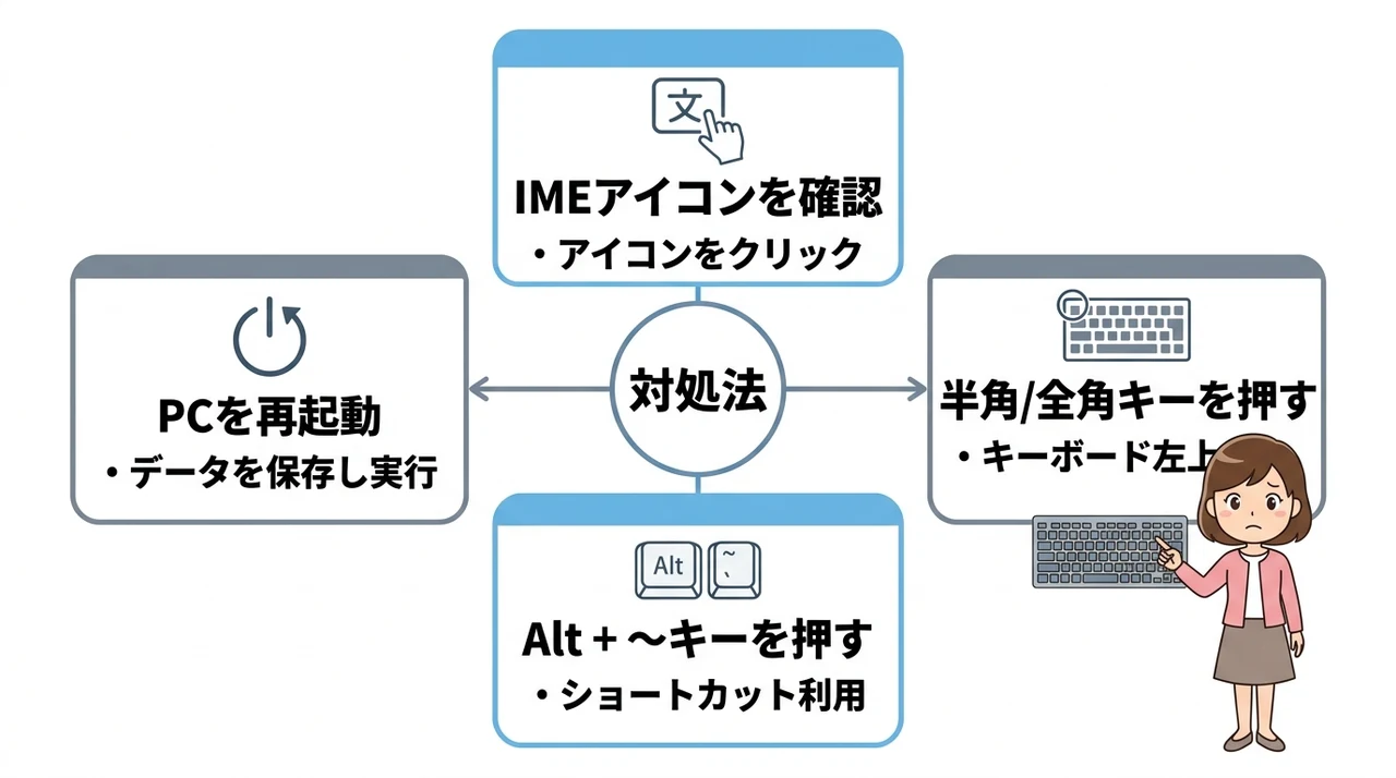 ひらがな入力に戻す基本の対処法