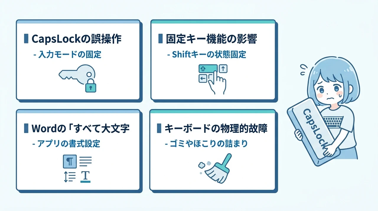 パソコンがずっと大文字になる原因