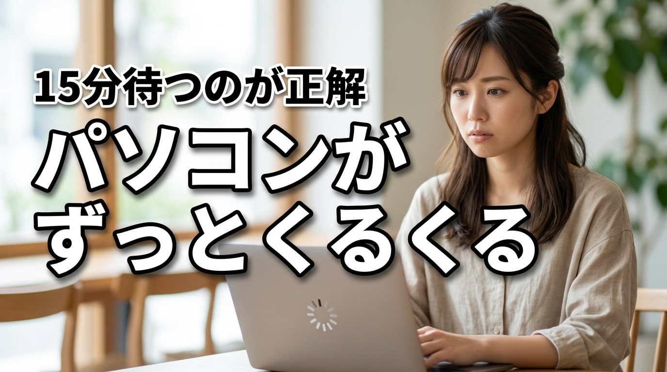 パソコンのずっとくるくるの正解はまず15分待つこと！電源長押しは最終手段
