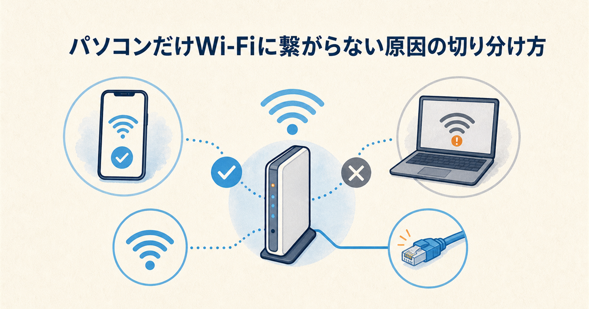 パソコンだけWi-Fiに繋がらない原因の切り分け方