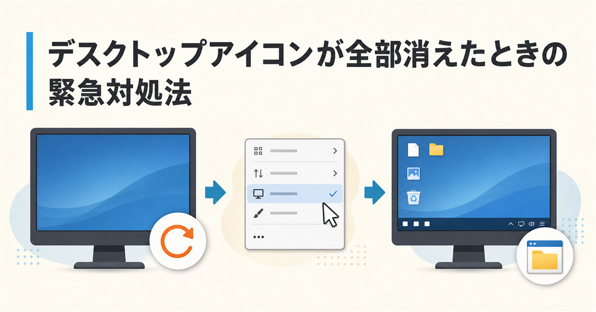 デスクトップアイコンが全部消えたときの緊急対処法