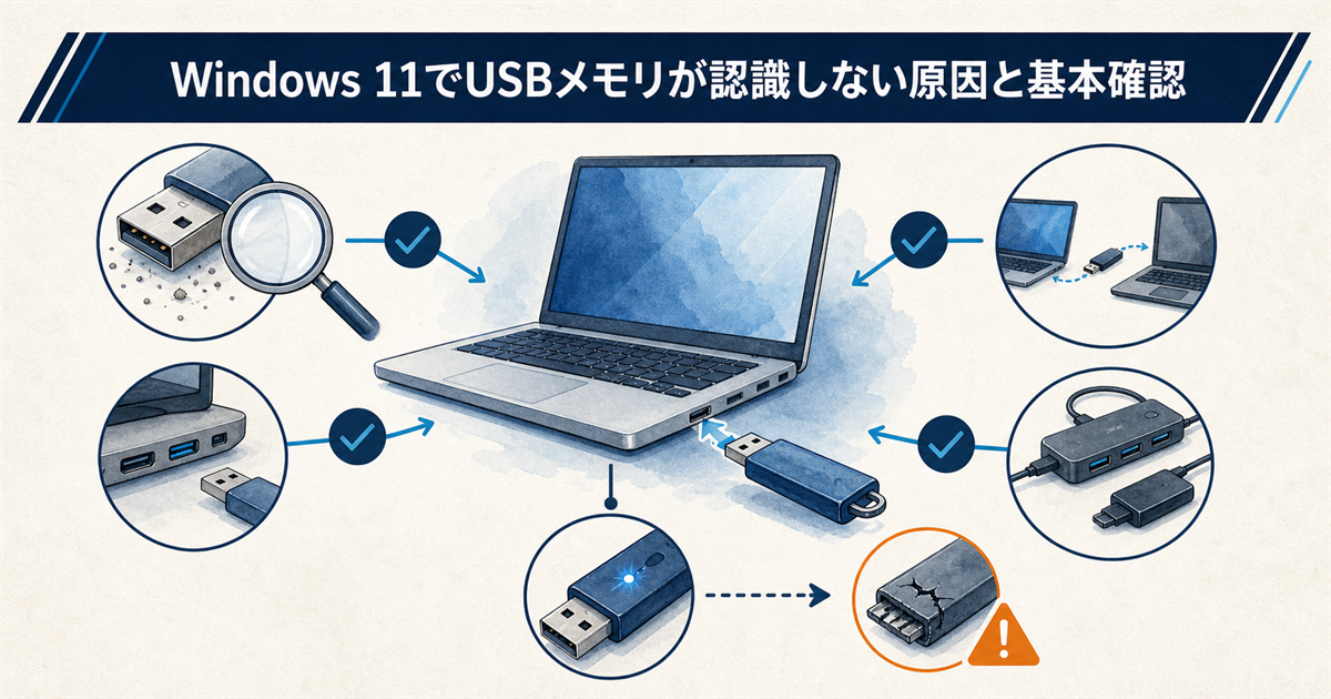 Windows 11でUSBメモリが認識しない原因と基本確認