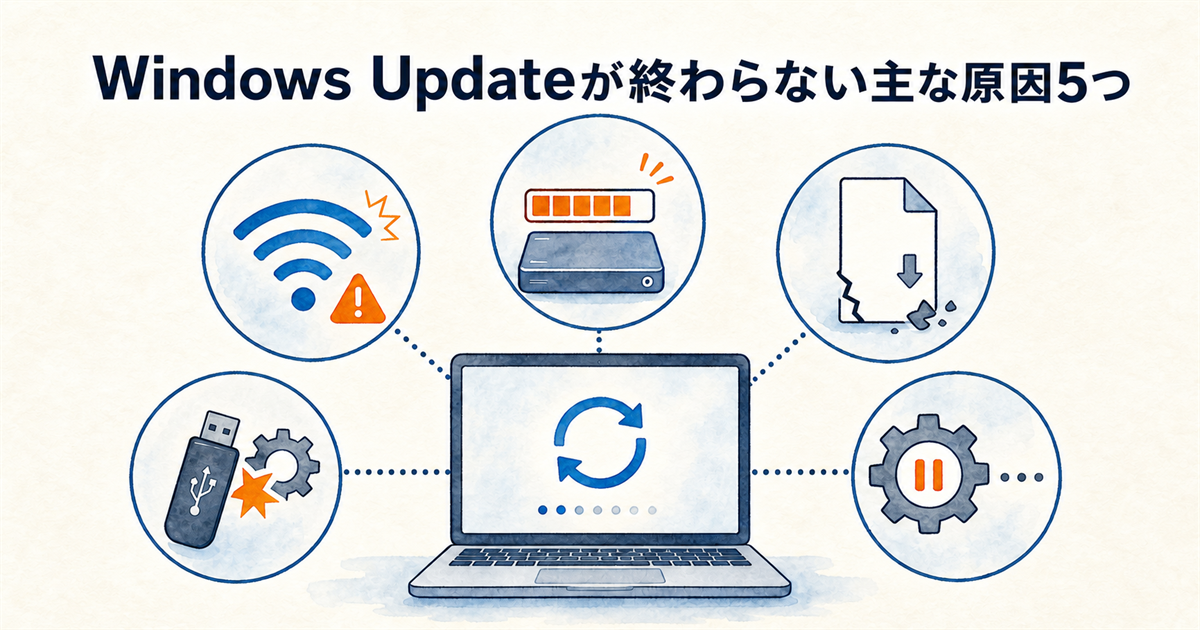 Windows Updateが終わらない主な原因5つ