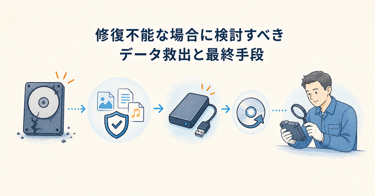 修復不能な場合に検討すべきデータ救出と最終手段