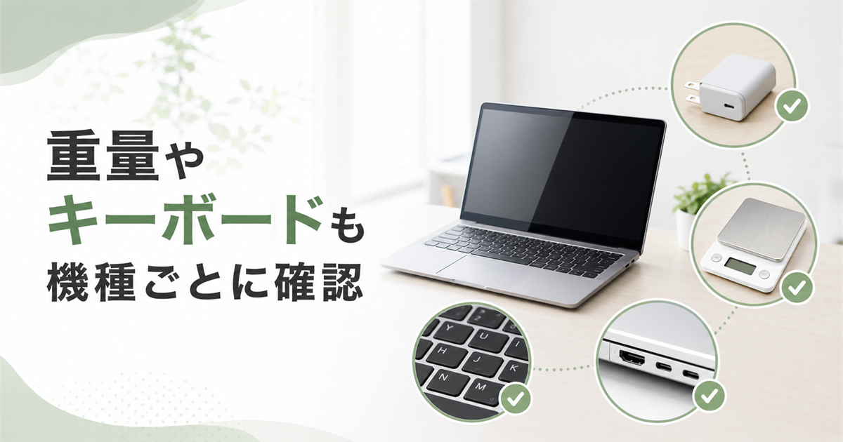 重量やキーボードも機種ごとに確認