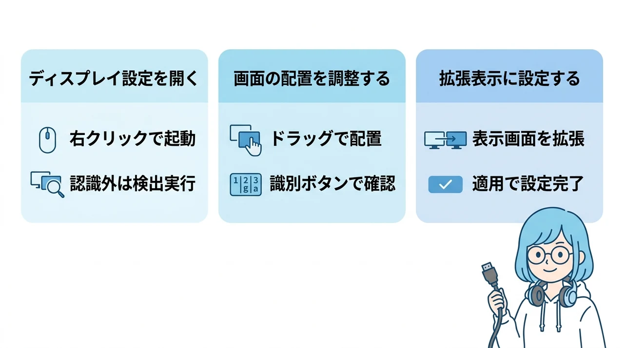 Windows 11で4画面の配置を設定する手順