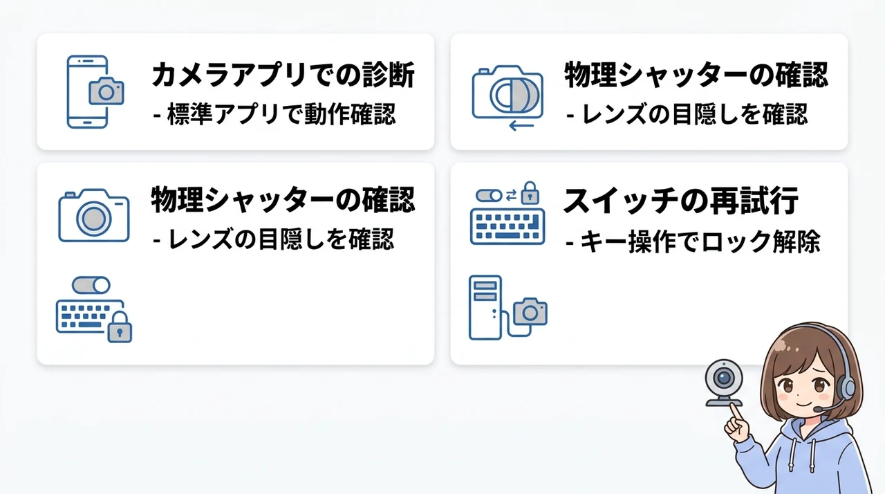 Windows標準カメラアプリで原因を切り分ける