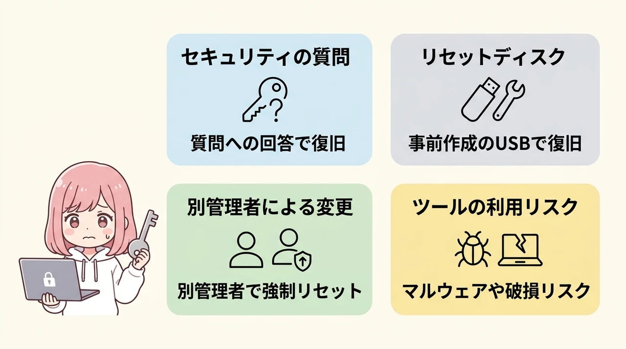 ローカルアカウントのパスワードを忘れてログインできない時の対処法