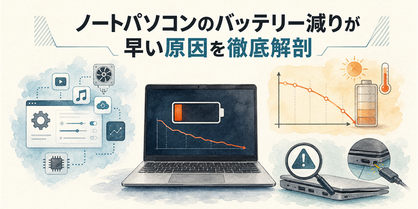 ノートパソコンのバッテリー減りが早い原因を徹底解剖