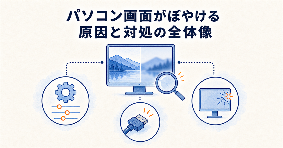 パソコン画面がぼやける原因と対処の全体像