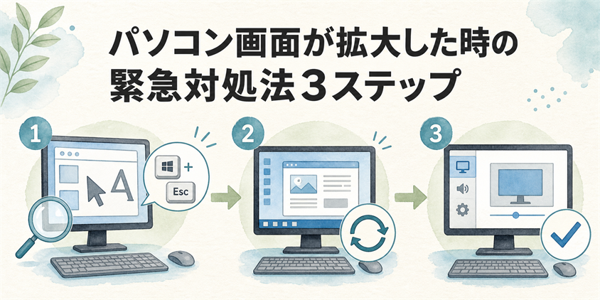 パソコン画面が拡大した時の緊急対処法3ステップ