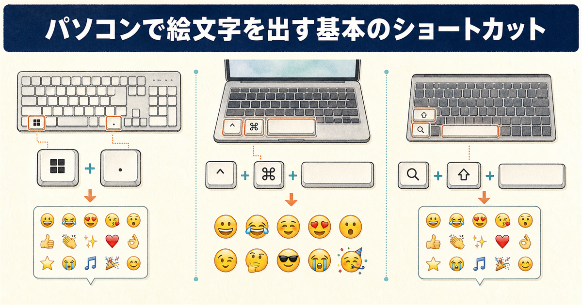 パソコンで絵文字を出す基本のショートカット