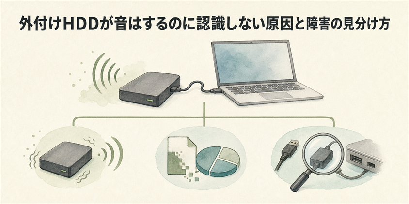 外付けHDDが音はするのに認識しない原因と障害の見分け方