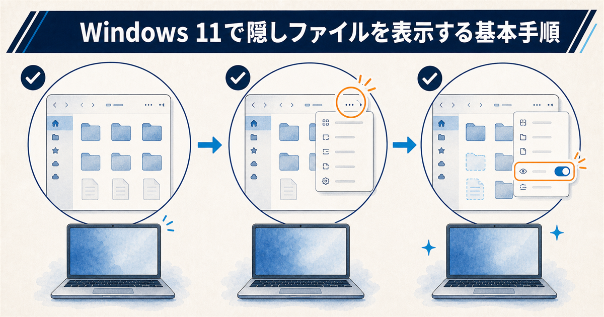 Windows 11で隠しファイルを表示する基本手順