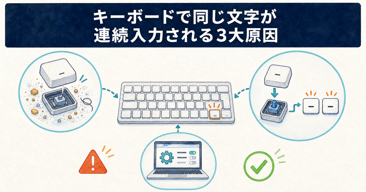 キーボードで同じ文字が連続入力される3大原因