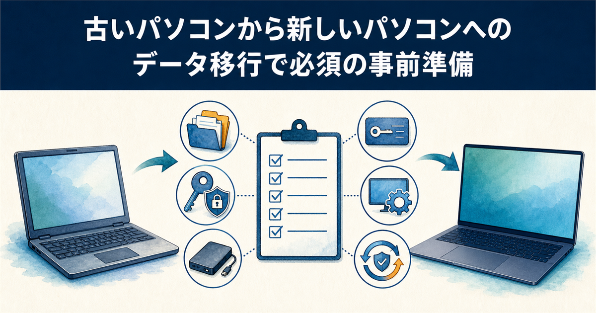 古いパソコンから新しいパソコンへのデータ移行で必須の事前準備