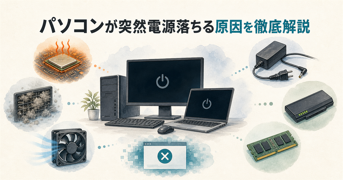 パソコンが突然電源落ちる原因を徹底解説