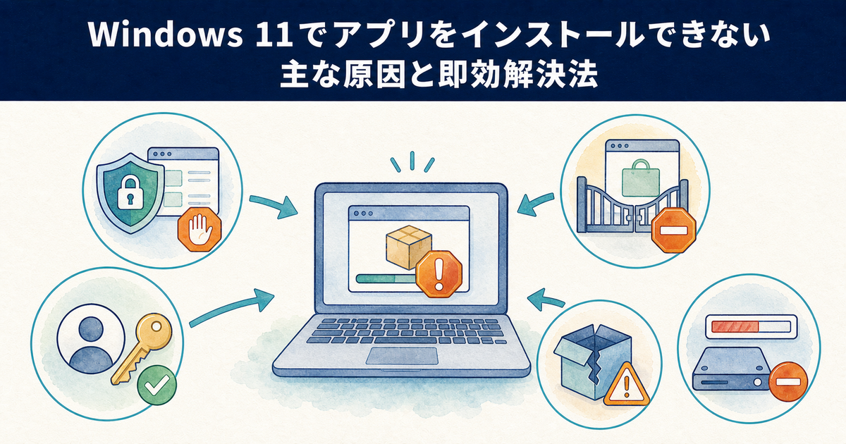 Windows 11でアプリをインストールできない主な原因と即効解決法の図解
