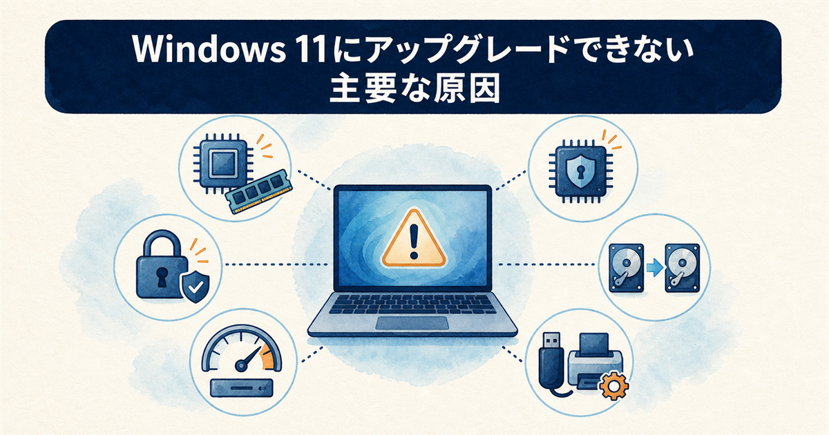 Windows 11にアップグレードできない主要な原因