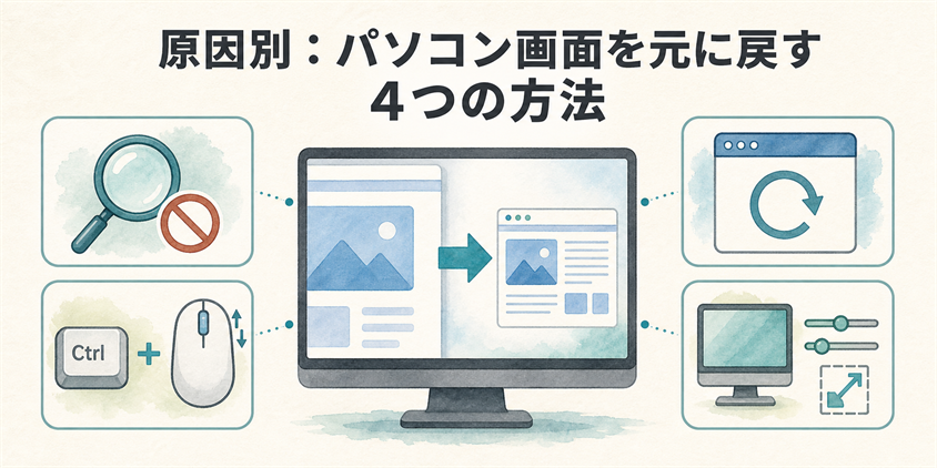原因別：パソコン画面を元に戻す4つの方法