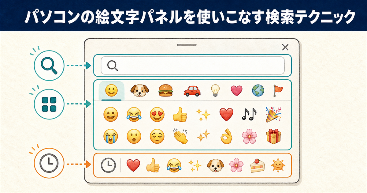 パソコンの絵文字パネルを使いこなす検索テクニック