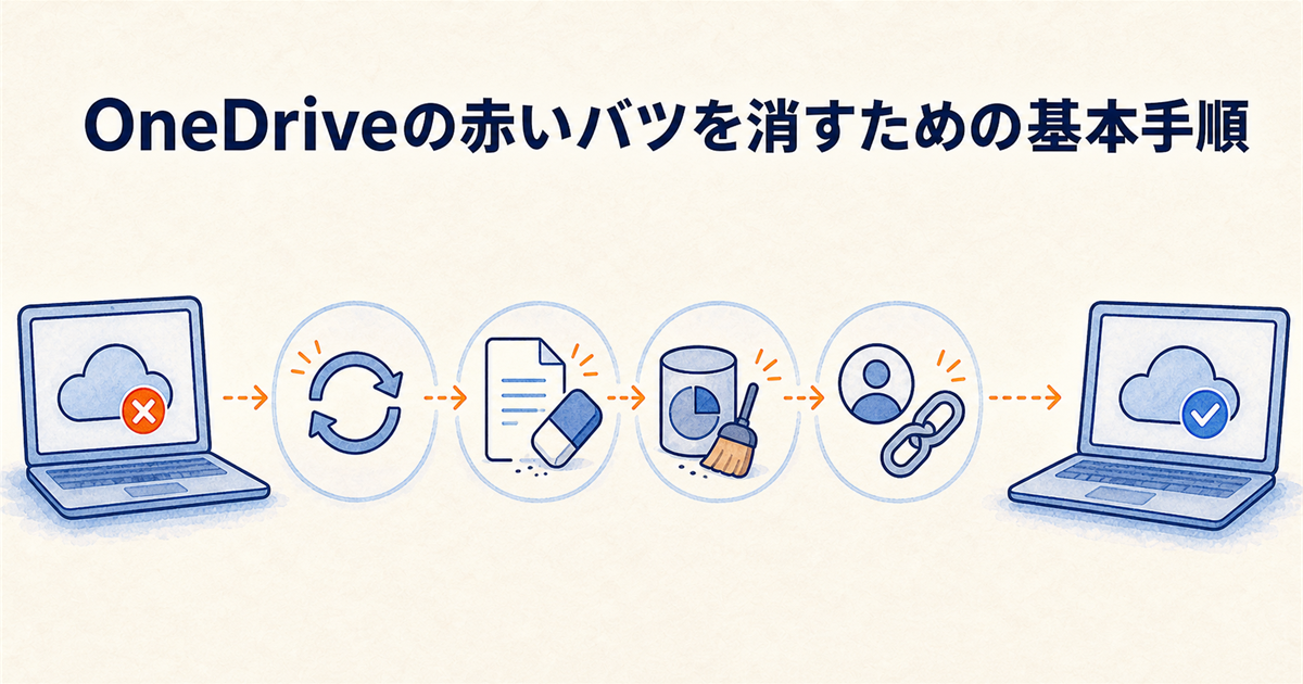 OneDriveの赤いバツを消すための基本手順