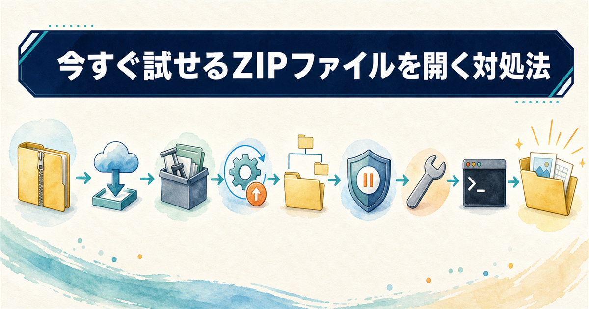 今すぐ試せるZIPファイルを開く対処法