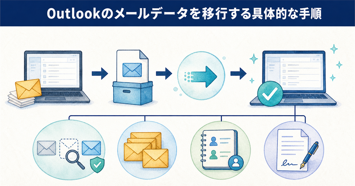 Outlookのメールデータを移行する具体的な手順