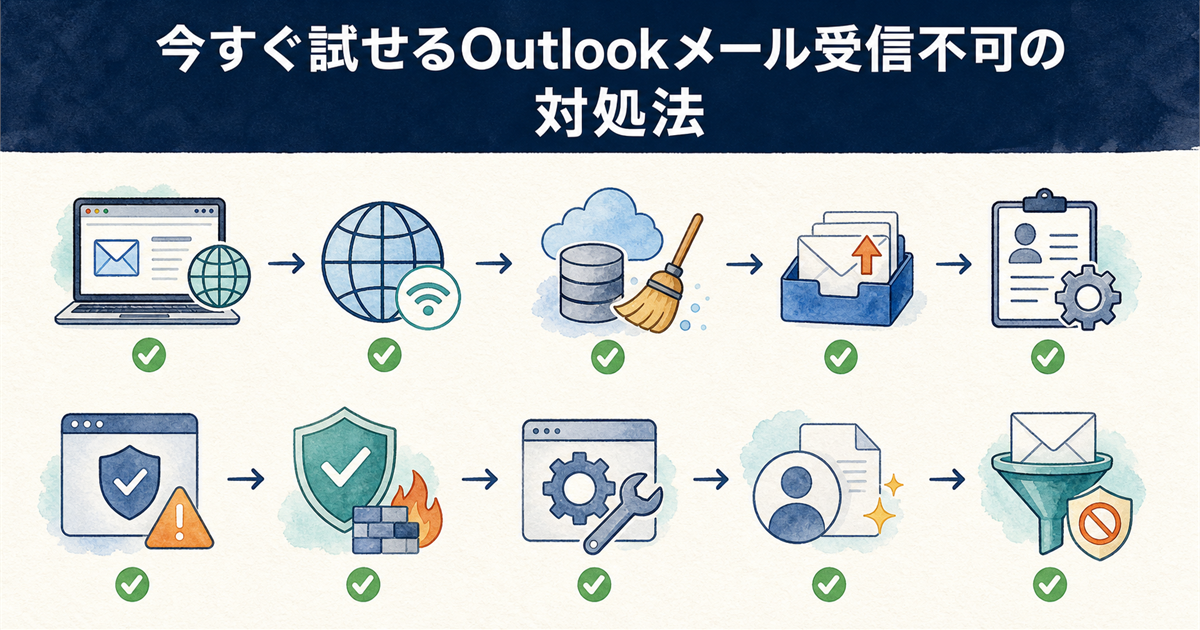 今すぐ試せるOutlookメール受信不可の対処法