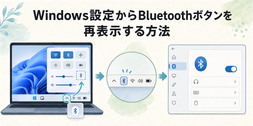 Windows設定からBluetoothボタンを再表示する方法